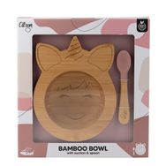 Citron 1073704 Unicorn Vakum Tabanlı Organik Bambu Kase Seti