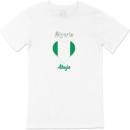 Cix Abuja Nijerya Bayraklı Kalpli Beyaz Erkek T-shirt