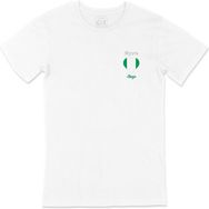 Cix Abuja Nijerya Bayraklı Kalpli Cep Logo Tasarımlı Beyaz Erkek T-shirt