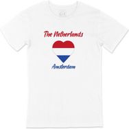 Cix Amsterdam Hollanda Bayraklı Kalpli Beyaz Erkek T-shirt