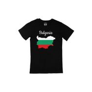 Cix Bulgaristan Haritalı ve Bayraklı Siyah Erkek T-shirt