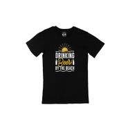 Cix Drinking Beer Tasarımlı Kısa Kollu Siyah T-shirt
