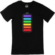 Cix Gökkuşağı Renkli Batarya Siyah Erkek T-shirt