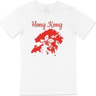 Cix Hong Kong Haritalı ve Bayraklı Baskılı Beyaz Unisex T-shirt