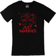 Cix Just Married Çizimli Siyah T-shirt