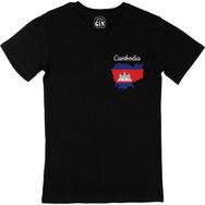 Cix Kamboçya Haritalı ve Bayraklı Siyah T-shirt