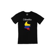 Cix Kolombiya Haritalı ve Bayraklı Baskılı Siyah Erkek T-shirt