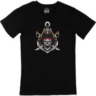 Cix Kuru Kafa Korsan Logo Cep Logo Tasarımlı Siyah Erkek T-shirt