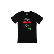 Cix Libya Haritalı ve Bayraklı Yuvarlak Yaka Siyah Tişört