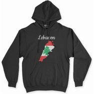 Cix Lübnan Haritalı ve Bayraklı Siyah Kapüşonlu Sweatshirt