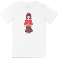 Cix Maskeli Anime Kız Beyaz T-shirt