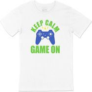 Cix Mavi Keep Calm Game on Beyaz T-shirt