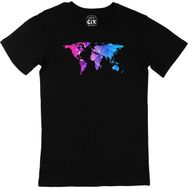 Cix Mavi Mor Dünya Haritası Siyah Erkek T-shirt