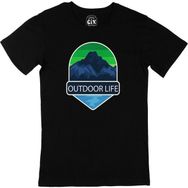 Cix Outdoor Life Baskılı Siyah Unisex T-shirt