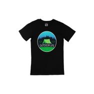 Cix Outdoor Life Logolu Baskılı Siyah Unisex T-shirt