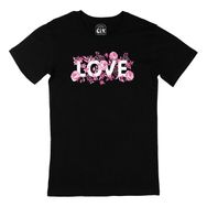 Cix Pembe Güllü Aşk Baskılı Siyah Erkek T-shirt