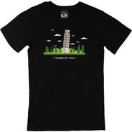 Cix Pisa Kulesi Baskılı Siyah Erkek T-shirt