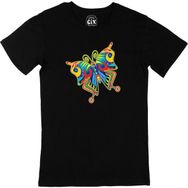 Cix Rengarenk Kelebek Baskılı Siyah Erkek T-shirt