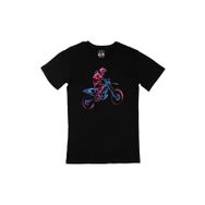 Cix Renkli Motorcu Baskılı Siyah Erkek T-shirt