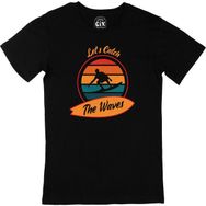 Cix Sörf Dalgalı Siyah Erkek T-shirt