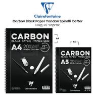 Clairefontaine Carbon Black Paper Yandan Spiralli 120 gr 20 Yaprak Defter