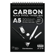 Clairefontaine Carbon Siyah A5 120 gr 20 Yaprak Üstten Spiralli Çizim Bloğu