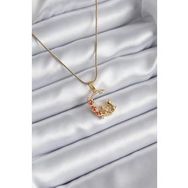 Clariss 316L Çelik Gold Renk Hilal Kedi Model Zirkon Taşlı Detay Kadın Kolye