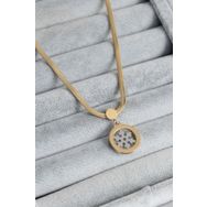 Clariss 316L Çelik Gold Renk İtalyan Zincir Model Gümüş Kar Tanesi Figür Kadın Kolye