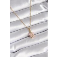 Clariss 316L Çelik Gold Renk Pembe Kalp Model Kadın Kolye