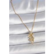 Clariss 316L Çelik Gold Renk Zincir Zirkon Taşlı Yusufçuk Model Kadın Kolye