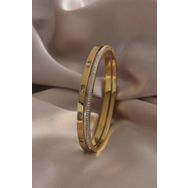 Clariss 316L Çelik Gold Renk Zirkon Taşlı Kadın Kelepçe