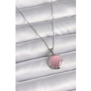 Clariss 316L Çelik Gümüş Renk Daire Pembe Sedefli Model Kadın Kolye