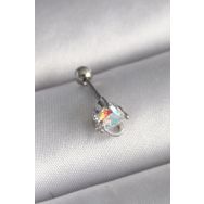 Clariss 316L Çelik Gümüş Renk Zirkon Taşlı Kalp Tragus Piercing