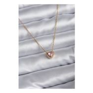 Clariss 316L Çelik Zincir Gold Renk Pembe Zirkon Taşlı Charm Kadın Kolye