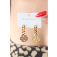 Clariss 316L Çiçek Model Çelik Gold Renk Sallantı İşleme Detay Kadın Küpe