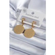 Clariss 316L Pentagram Yıldızı İşleme Model Çelik Gold Renk Kadın Küpe