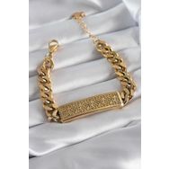 Clariss 316L Zincir Model Çelik Gold Renk Motif İşleme Kadın Bileklik
