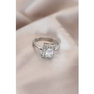 Clariss Ayarlamalı Silver Renk Metal Zirkon ve Kristal Taşlı Dikdörtgen Model Yüzük