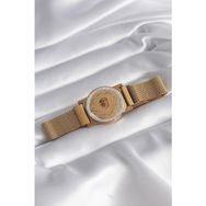 Clariss BB5820 316L Çeyrek Altın Model Çelik Gold Renk Mıknatıslı Hasır Zirkon Taşlı Kadın Bileklik