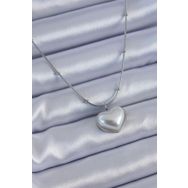 Clariss BJ-BKO7614 316L Çelik Gümüş Renk İncili Kalp Model Minimal Top Detay Kadın Kolye