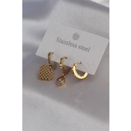 Clariss BJ-BKP7097 316L Çelik Gold Renk Kalp Model Zirkon Taş Detay Kadın Küpe