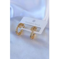 Clariss BJ-BKP7769 316L Çelik Gold Renk Yılan Model Zirkon Taşlı Kadın Küpe