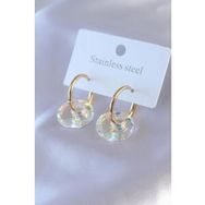 Clariss BKP7759 316L Çelik Gold Renk Mavi Kristal Taş Kalp Model Zirkon Taşlı Kadın Küpe