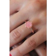 Clariss Pembe Lotus Çiçek Figür Gold Renk Kadın Yüzük