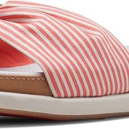 Clarks Eliza June Slide Parlak Mercan Kırık Beyaz Kanvas Kadın Sandalet