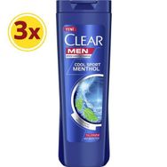 Clear 3 x350 ml Erkekler İçin Kepeğe Karşı Etkili Şampuan Cool Sport Mentol
