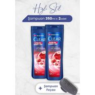 Clear Men 2x350 ml Hızlı Stil 2'si 1 Arada Şampuan ve Şampuan Fırçası