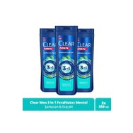 Clear Men 3 in 1 Ferahlatıcı Mentol Etkisi Saç Yüz Vücut İçin 3x350 ml Şampuan & Duş Jeli