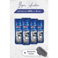 Clear Men 4x350 ml Yoğun Arındırıcı Şampuan ve Şampuan Fırçası