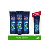 Clear Men Kepeğe Karşı Etkili Cool Sport Menthol Ferahlatıcı Mentol Etkisi 3x350 ml Şampuan